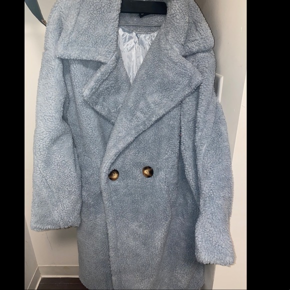 dusty blue borg coat